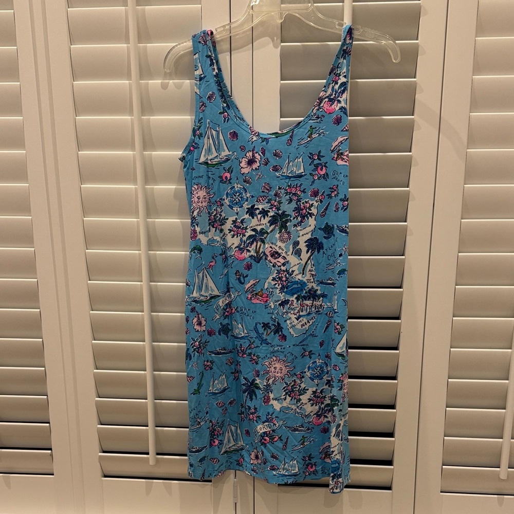 NWOT Lilly Pulitzer Newberri Tank Dress in the Amalfi Blue Leaf It Wild